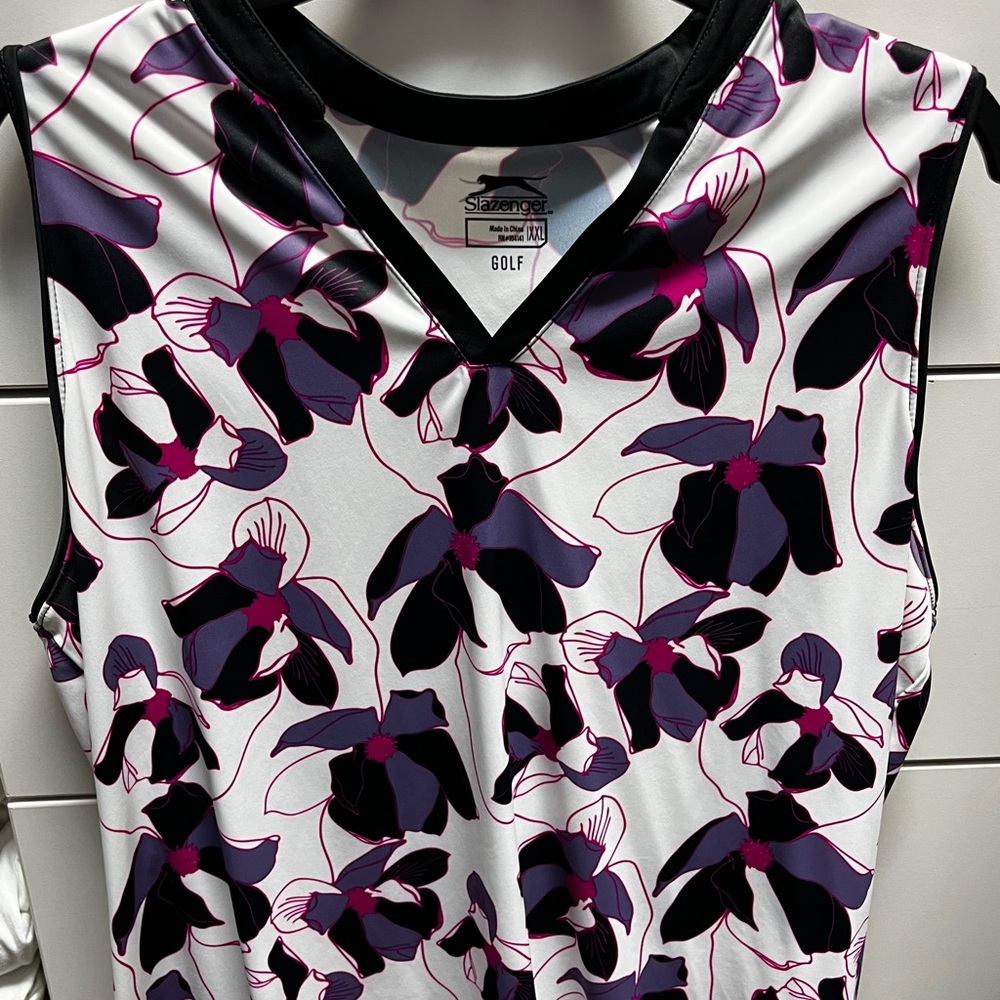 Slazenger Black and Purple Sleeveless Golf Top